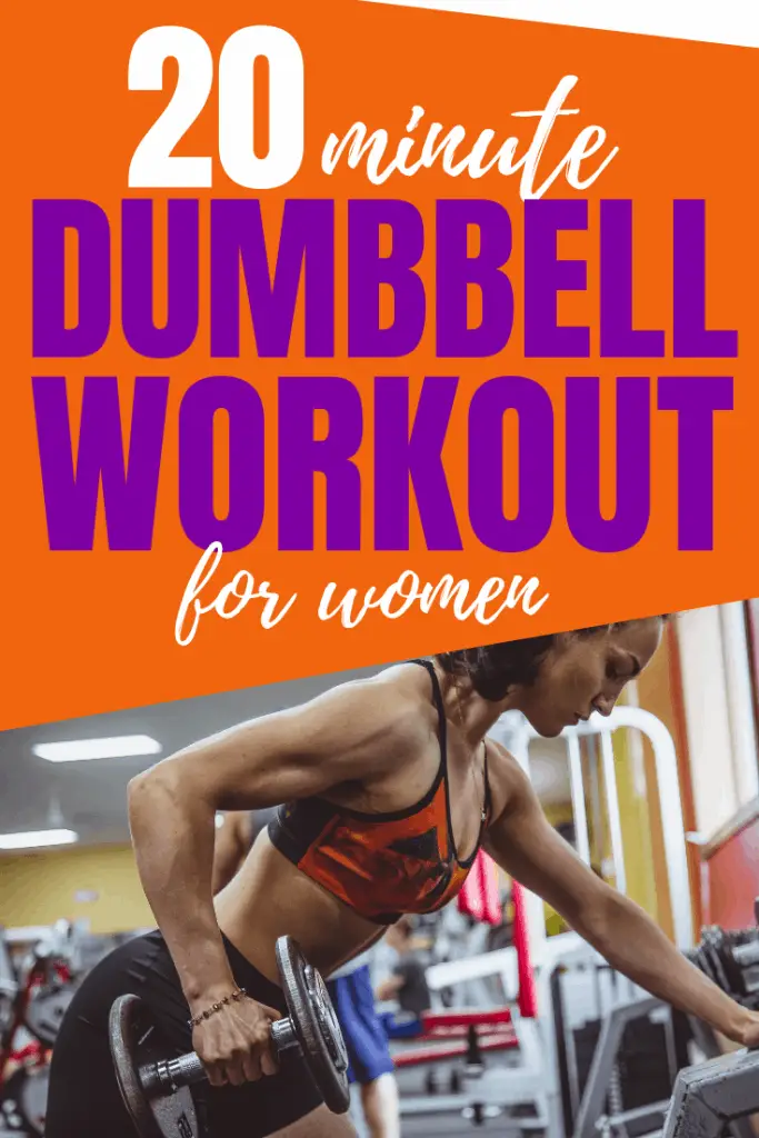 Do this at home dumbbell workout designed just for women.  This workout with weights will work your entire body for a high energy workout that will burn plenty of calories. 