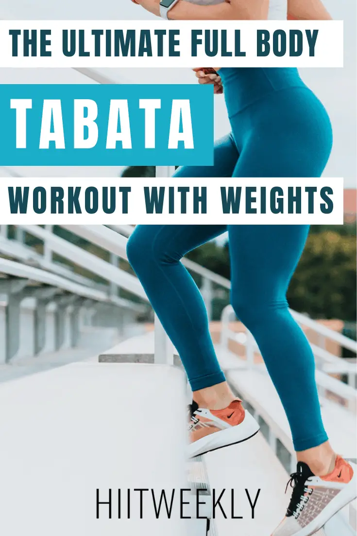 20 minute Full body Tabata workout with weights that can be done at home or the gym with dumbbells and a kettlebell.