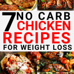 7 tasty low carb Chicken recipes for fast weight loss. Healthy Chicken recipes to lose weight.