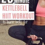 This home kettleell workout will help you burn belly fat and get in great shape quick. Kettlebell HIIT workout.