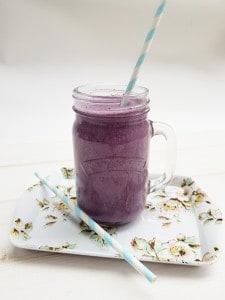 Get your day off to a fkying start with this protein packed Blueberry Oat Protein Smoothie Recipe pefect in the morning or as a post workout protein shake.