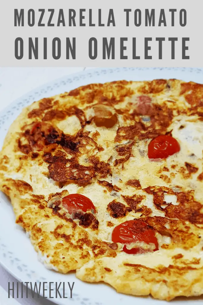 Make this quick and easy omelette recipe with mozzarella, tomatoes and onion. Omelettes make a great quick meal and is perfect if you are trying to lose weight. Perfect for breakfast lunch or dinner.