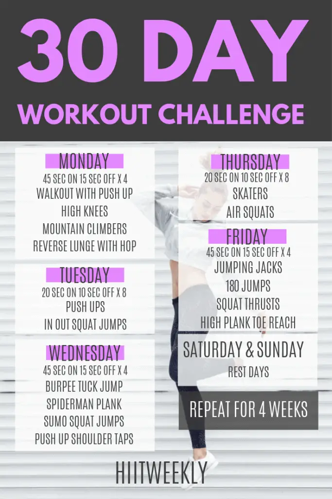 Printable 30 Day At Home Workouts