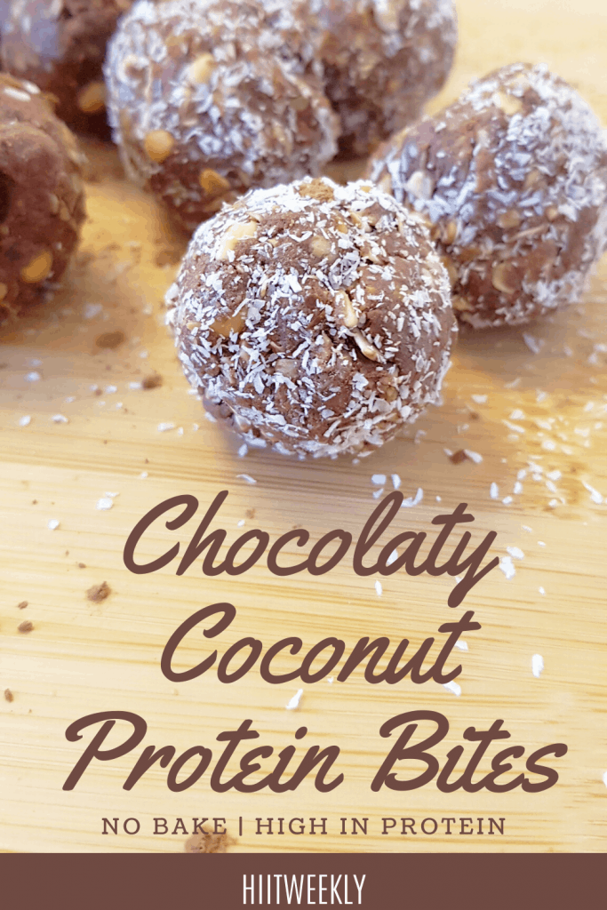 Make these yummy triple chocolate coconut protein bites in under 10 minutes for the perfect high protein snack. Delicious and melt in your mouth protein bite recipe, chocolaty and nutty. 