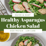 Add a touch of elegance to your mealtime with our Grilled Chicken Asparagus Salad. The combination of lemon, garlic, and tender asparagus creates a sophisticated and flavorful salad experience.