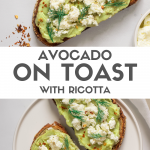Transform your breakfast routine with this gourmet treat! Creamy avocado meets rich ricotta on a bed of artisanal sourdough, creating a harmonious blend of textures and flavors.