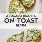 Elevate your brunch game with this Instagram-worthy Avocado Ricotta Toast! Impress your guests or treat yourself to a delightful combination of freshness and creaminess on sourdough perfection.