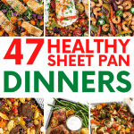 Get your healthy dinners sorted and preppped for the entire month with these healthy sheet pan meals. Here are enough healthy sheet pan dinners to keep you going for a long time to come.