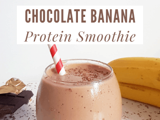 This smooth and silky chocolate and banana protein smoothie makes for the idea breakfast, post workout shake or mid-afternoon snack that is packed full of healthy nutrients. #proteinsmoothie #proteinshake