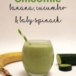 This healthy protein-packed green protein smoothie recipe is the ideal post-workout or meal replacement to help you hit your weight loss goals. With banana, cucumber, and baby spinach.