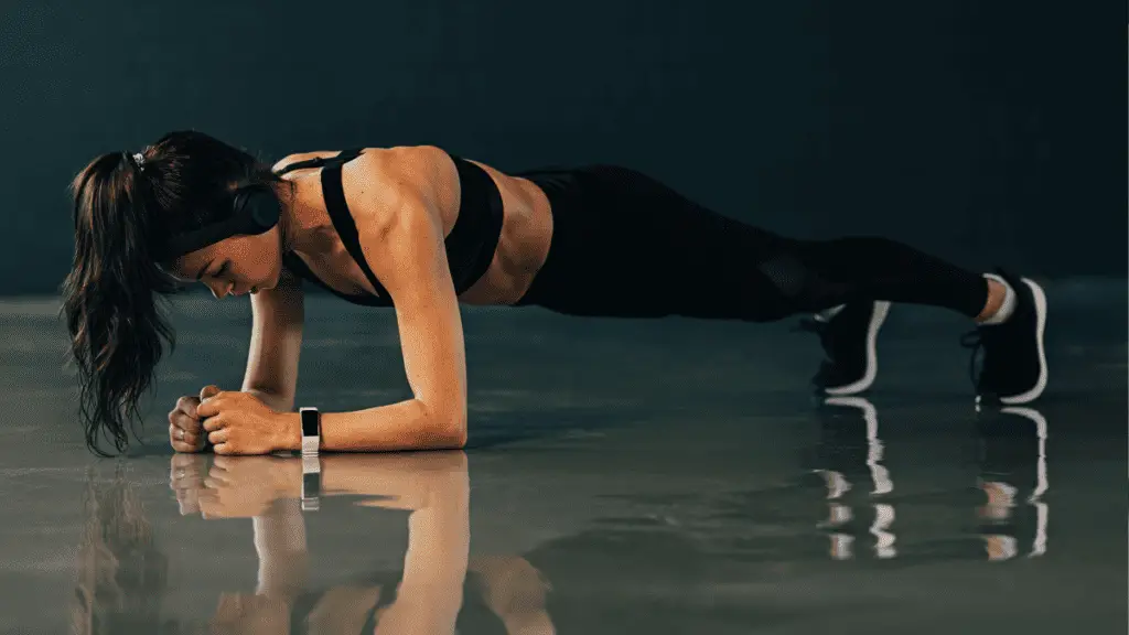 Level up your core strength with the Plank exercise! Visualize a person holding a perfect plank position, engaging the core, and maintaining a straight line from head to heels. A challenging but rewarding move for a strong and stable core