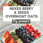 Delight in the flavors of harvest mornings with these mixed berry and pumpkin seed protein oats. A wholesome and satisfying breakfast that embraces the goodness of fall!