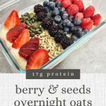 Awaken your taste buds to the flavors of autumn with these mixed berry and pumpkin seed protein oats. A wholesome and delicious way to kickstart your morning!
