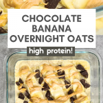 Satisfy your taste buds and protein needs with these scrumptious overnight oats. Bananas, chocolate, and peanut butter come together in a delightful breakfast treat!