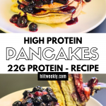 Power up your morning with these protein-packed pancakes featuring a delightful blueberry compote extravaganza. A tasty and nutritious way to conquer your day!