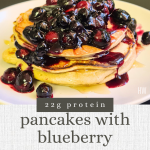 Savor the flavor with these high-protein flapjacks, generously topped with blueberry bliss. A breakfast treat that combines taste and nutrition seamlessly!