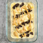 Embrace the divine fusion of flavors with this protein-packed breakfast bowl. Bananas, chocolate, and peanut butter unite in a heavenly concoction of high-protein overnight oats.