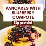 Infuse elegance into your breakfast routine with these high-protein pancakes and a delightful blueberry compote. Enjoy a delicious and nutritious start to your day!